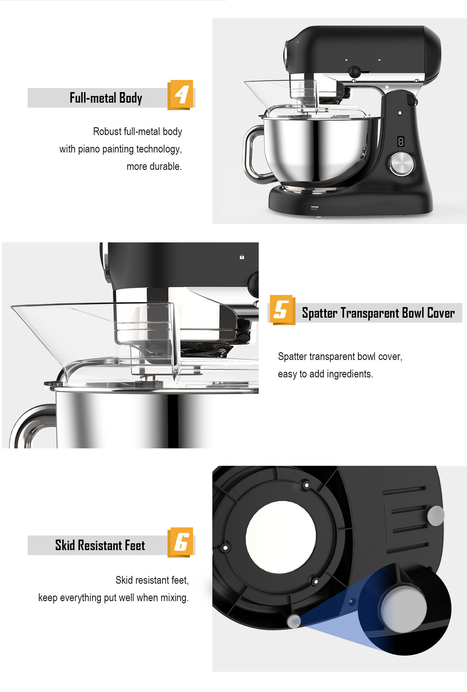 5L Multifunction Diecast Aluminum Electric Home Mixer Machine Muren